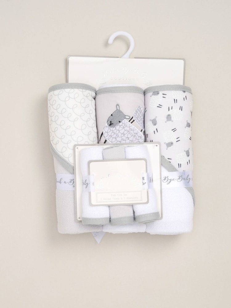 Rock-A-Bye Baby Boutique Grey Hooded Towels 3 Pack - Size One