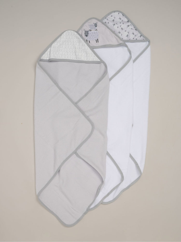 Rock-A-Bye Baby Boutique Grey Hooded Towels 3 Pack - Size One