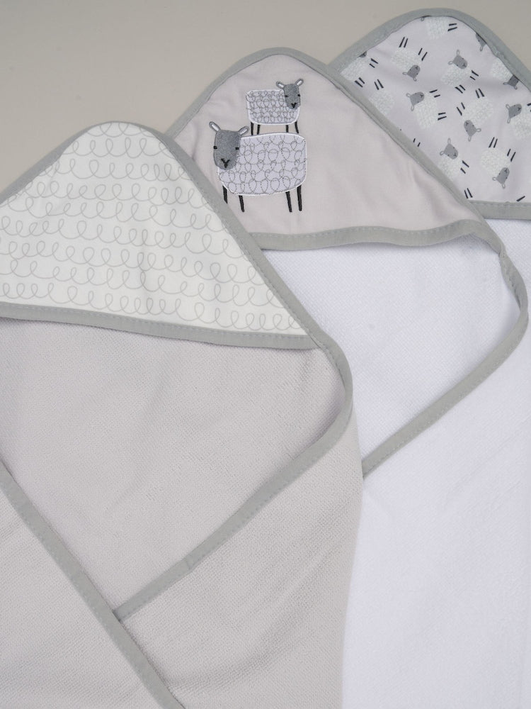Rock-A-Bye Baby Boutique Grey Hooded Towels 3 Pack - Size One