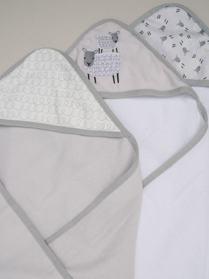 Rock-A-Bye Baby Boutique Grey Hooded Towels 3 Pack - Size One