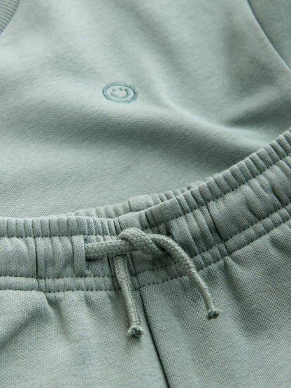 Sage Green Single Plain Crew Neck Sweatshirt and Shorts Set (3mths-7yrs)
