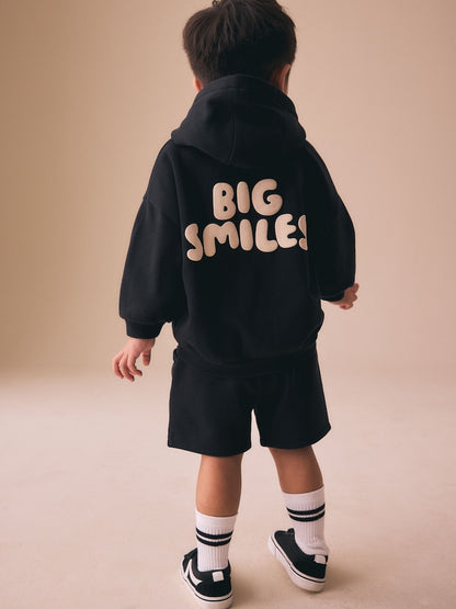 Black Big Smiles Hoodie and Shorts Set (3mths-7yrs)
