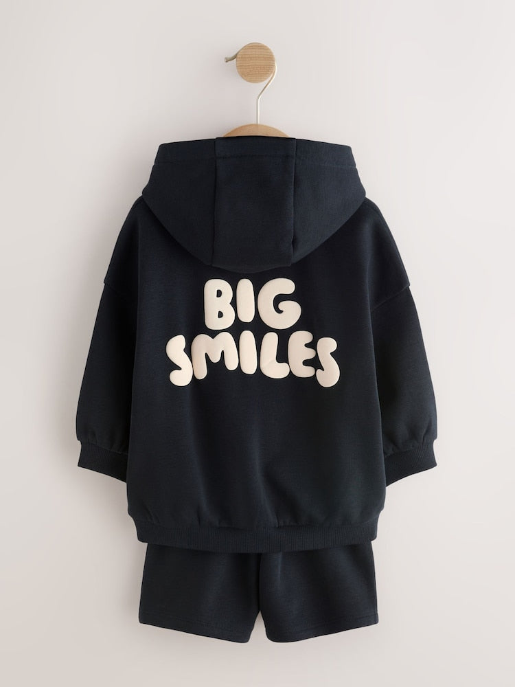 Black Big Smiles Hoodie and Shorts Set (3mths-7yrs)