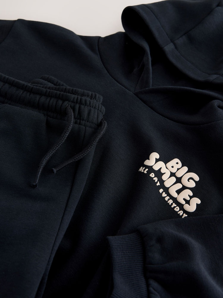 Black Big Smiles Hoodie and Shorts Set (3mths-7yrs)