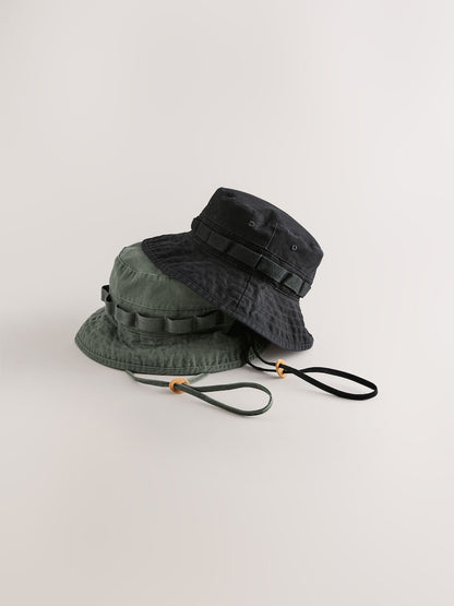 Green/Black Boonie Hats 2 Pack - Green/Black / L-XL