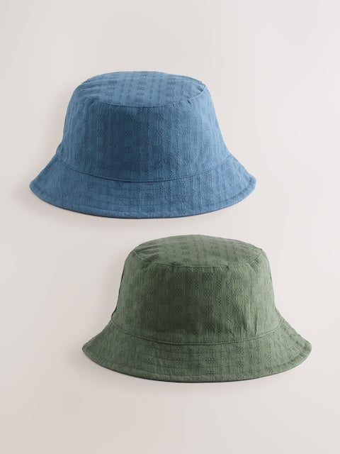Khaki Green/Navy Blue Reversible Bucket Hats 2 Pack - Size S-M