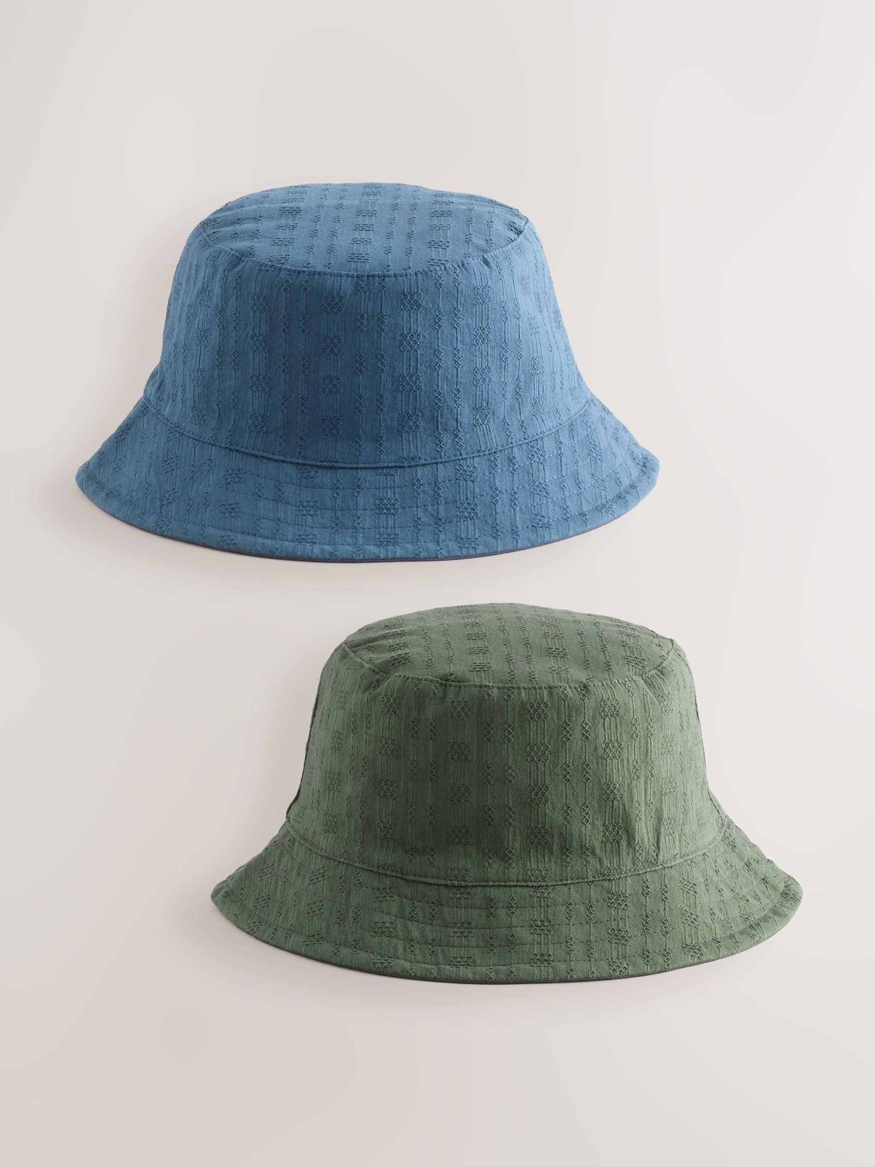 Khaki Green/Navy Blue Reversible Bucket Hats 2 Pack - Size S-M - Default 1
