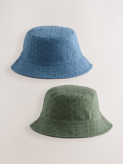 Khaki Green/Navy Blue Reversible Bucket Hats 2 Pack - Size S-M - Default 1