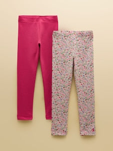 River Island Pink Ribbed Floral Kickflare Leggings 2 Pack - Size 12-18 Months (80-86cm)