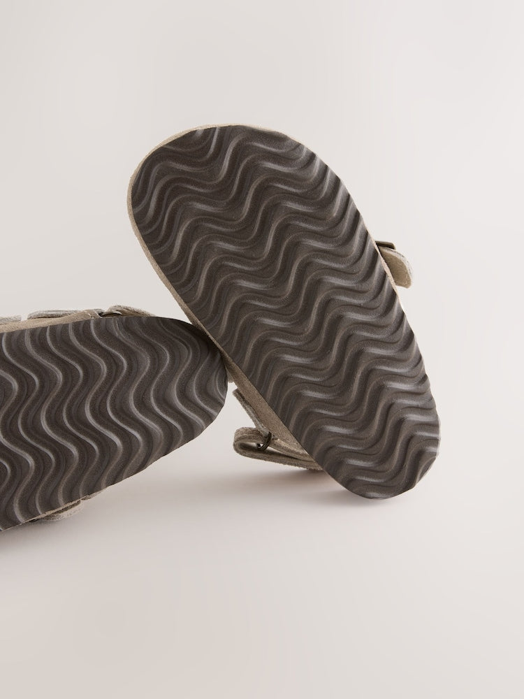 Neutral Leather Cushioned Footbed Clogs