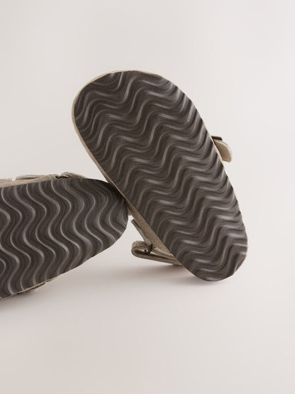 Neutral Leather Cushioned Footbed Clogs