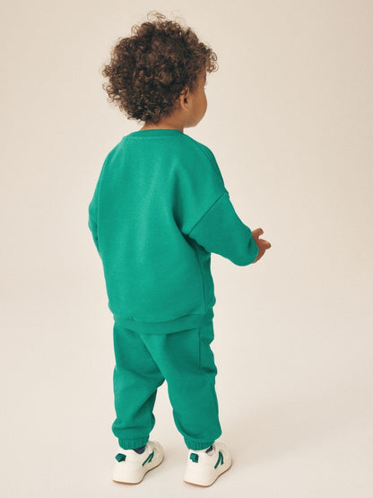Bright Green Single Printed Crew Neck Sweat Top &amp; Joggers Set (3mths-7yrs)