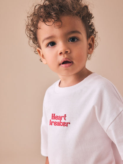 White Short Sleeve Small Graphic T-Shirt (3mths-8yrs)