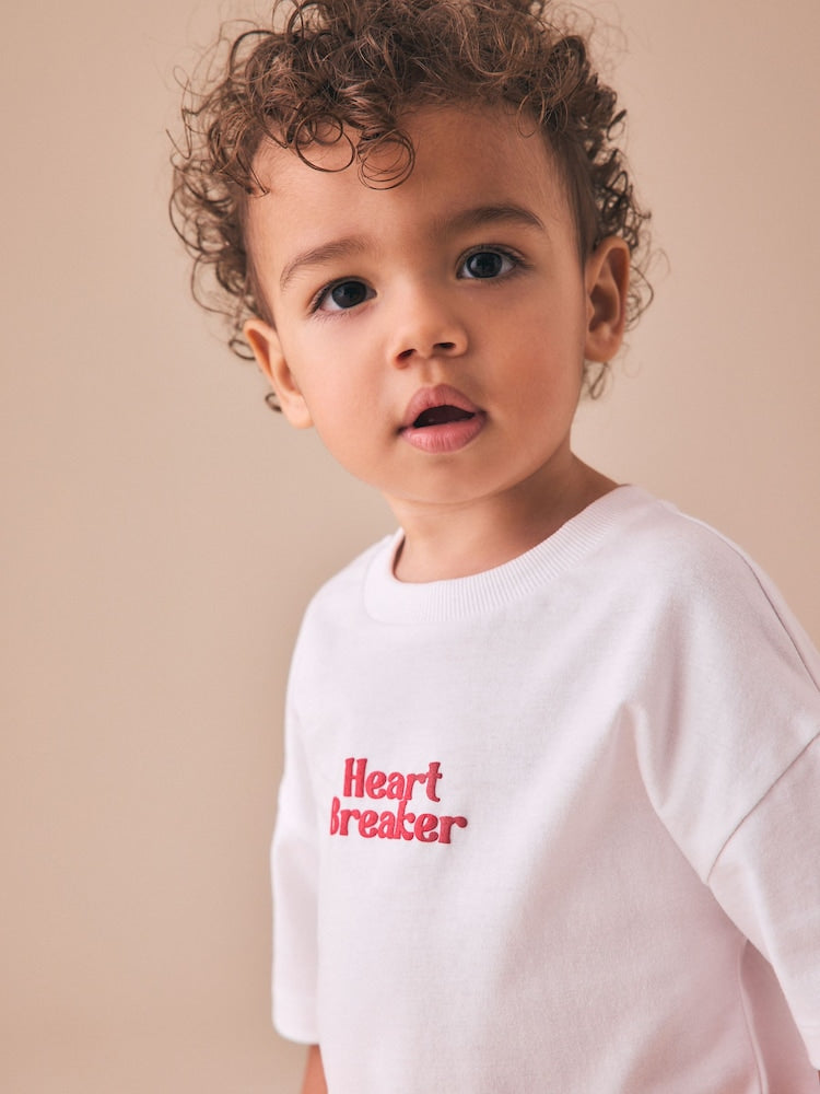 White Short Sleeve Small Graphic T-Shirt (3mths-8yrs) - Size 3-6 Months (62-68cm)