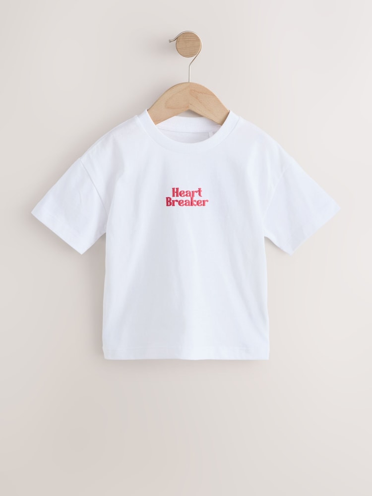 White Short Sleeve Small Graphic T-Shirt (3mths-8yrs) - Size 3-6 Months (62-68cm)