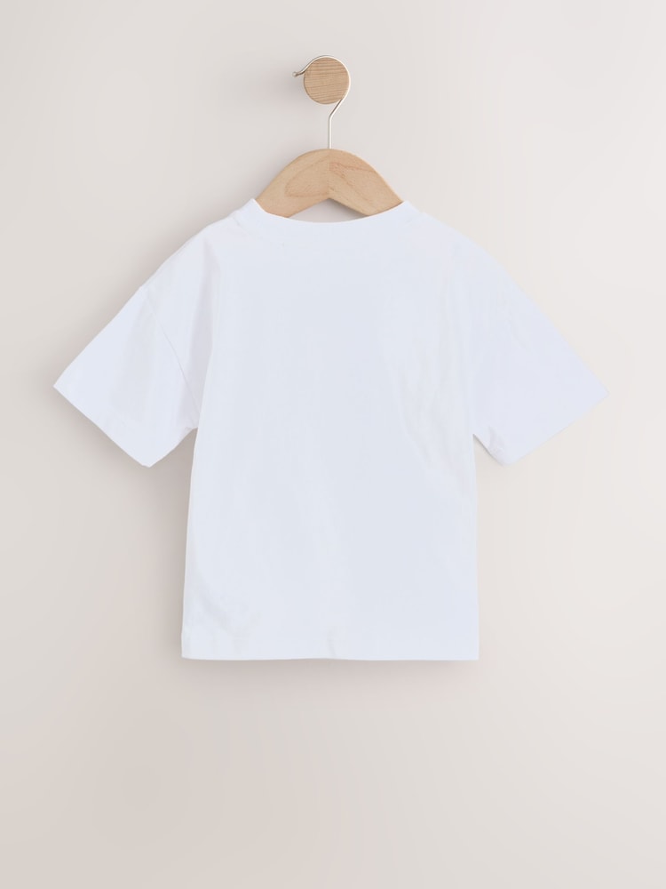 White Short Sleeve Small Graphic T-Shirt (3mths-8yrs)