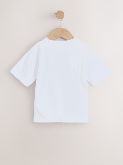 White Short Sleeve Small Graphic T-Shirt (3mths-8yrs)