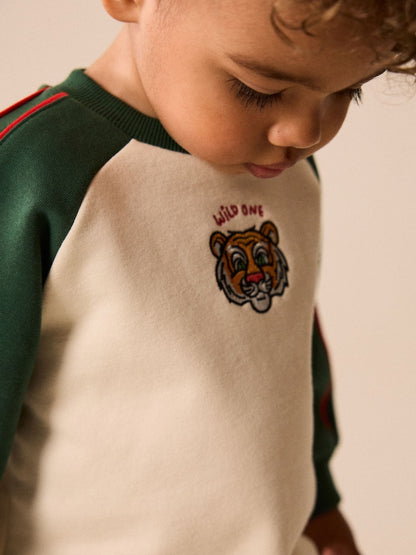 Green/White Printed Crew Neck Sweat Top (3mths-7yrs)