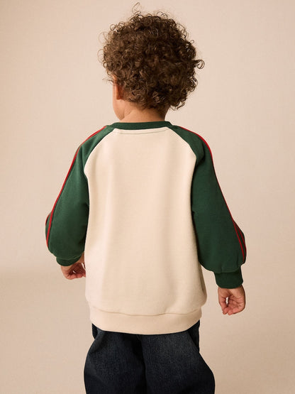 Green/White Printed Crew Neck Sweat Top (3mths-7yrs)