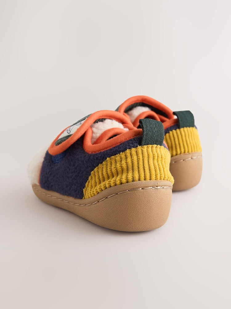 Neutral Colourblock Touch Fastening Cupsole Slippers