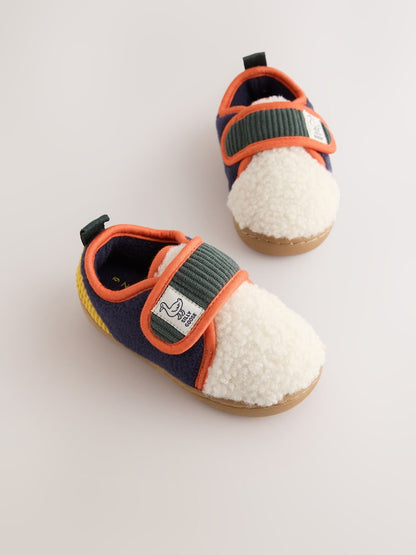 Neutral Colourblock Touch Fastening Cupsole Slippers