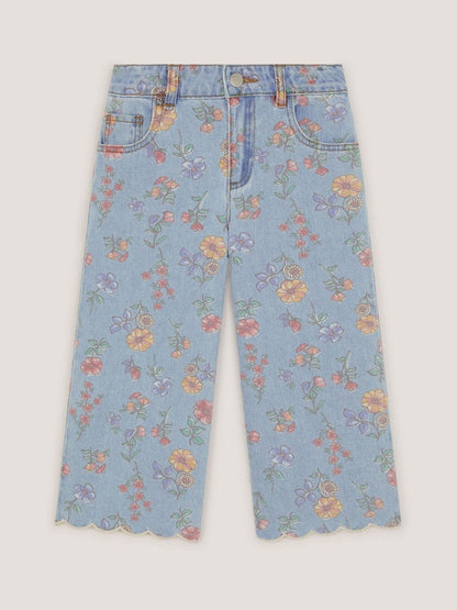 Monsoon Blue Floral Scallop Trim Jeans