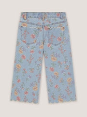 Monsoon Blue Floral Scallop Trim Jeans - Size 3 Years (98cm)