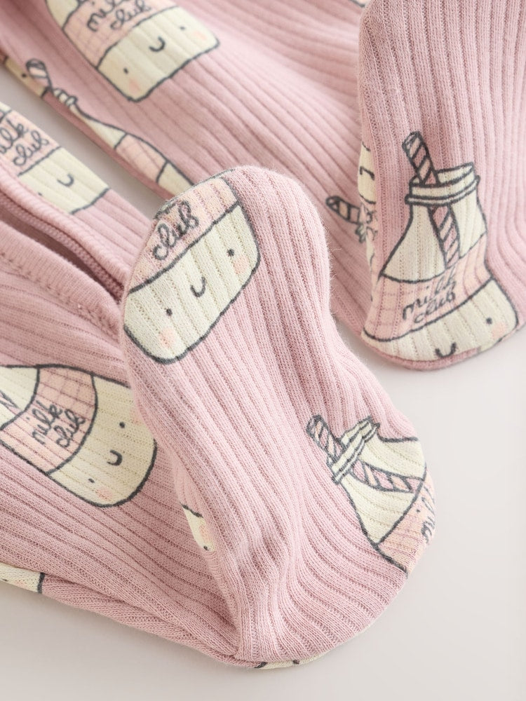 Pink Brunch Two Way Zip Baby Sleepsuits 3 Pack (0mths-3yrs)