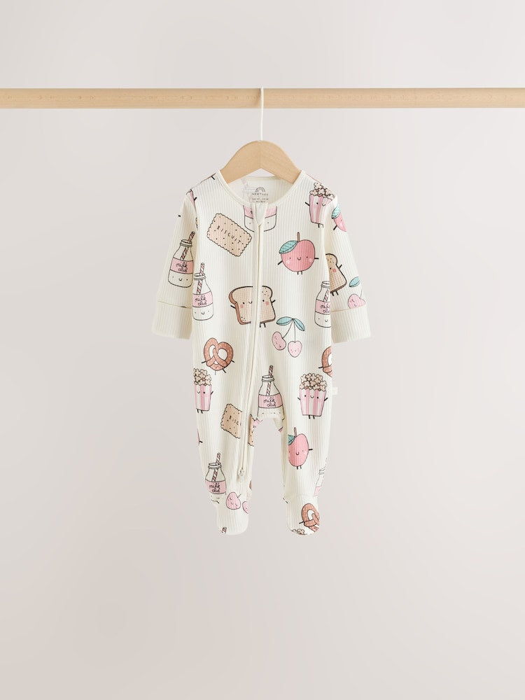 Pink Brunch Two Way Zip Baby Sleepsuits 3 Pack (0mths-3yrs)