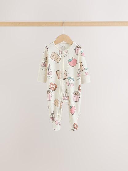 Pink Brunch Two Way Zip Baby Sleepsuits 3 Pack (0mths-3yrs)