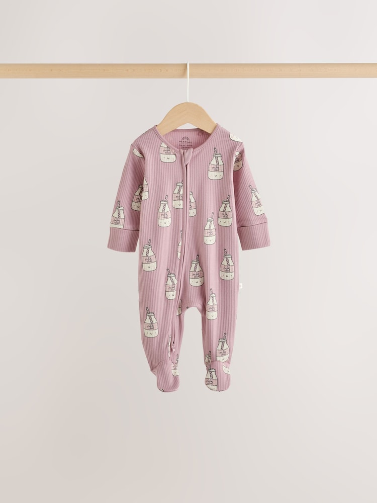 Pink Brunch Two Way Zip Baby Sleepsuits 3 Pack (0mths-3yrs)