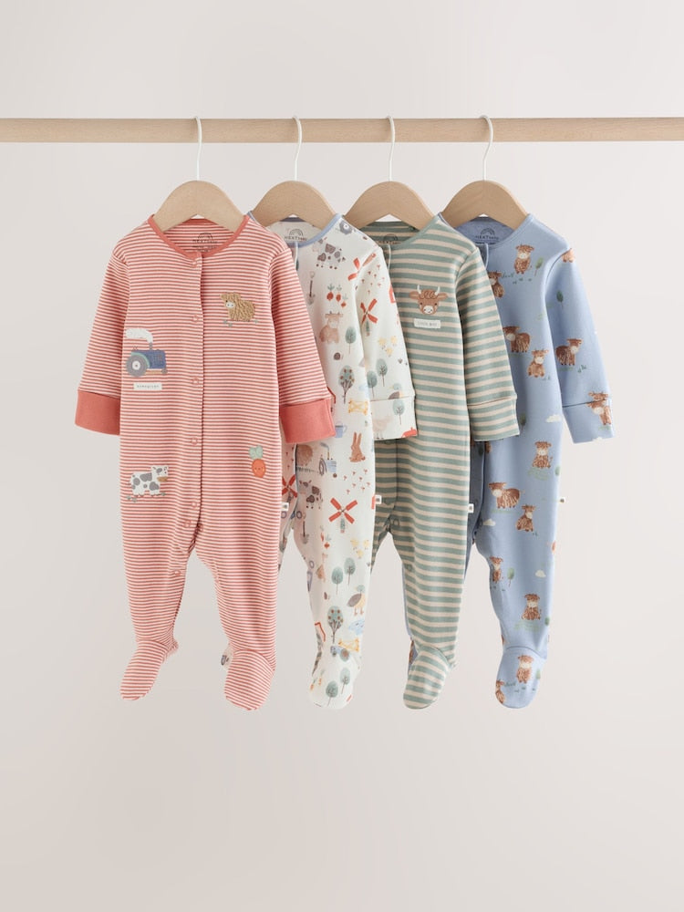 Green Farm Hamish Sleepsuits 4 Pack (0mths-2yrs) - Green Farm Hamish / 12 - 18 Months (80 - 86cm)