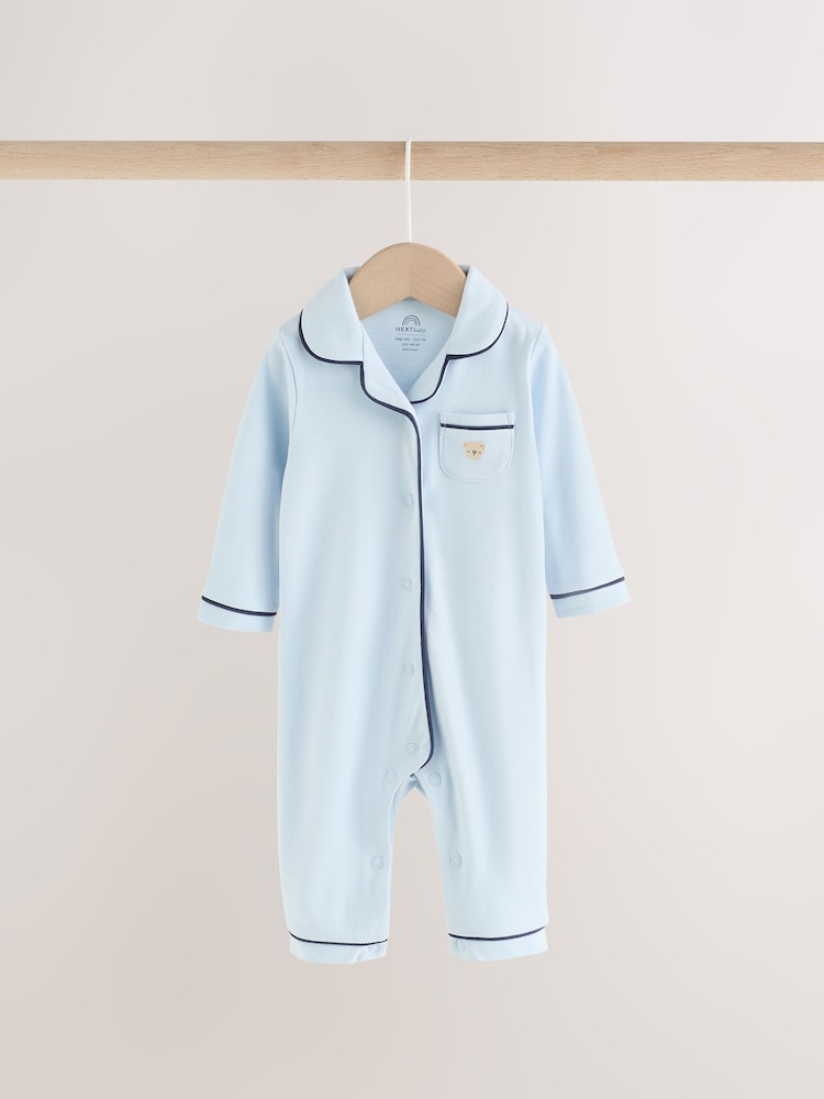 Navy Blue Baby Pyjama Style Sleepsuits 2 Pack (0mths-3yrs)