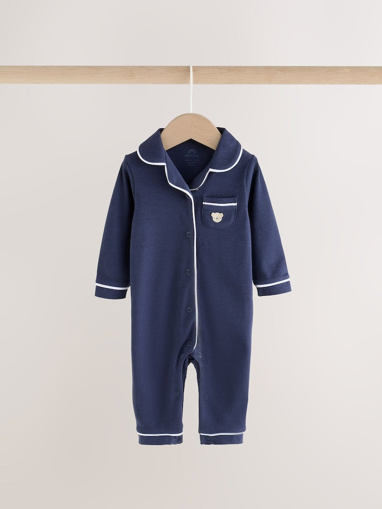 Navy Blue Baby Pyjama Style Sleepsuits 2 Pack (0mths-3yrs)
