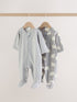Grey Polar Bear Micro Fleece Two Way Zip Sleepsuits 2 Pack - Grey Polar Bear / 12 - 18 Months (80 - 86cm)