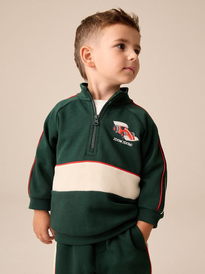 Green/White Half Zip Top and Joggers Set (3mths-7yrs)