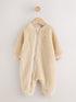 Cream Borg Two Way Zip Sleepsuit - Size First Size (50cm) - Cream Borg
