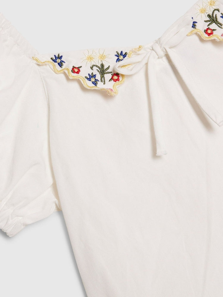 River Island White Puff Sleeve Top &amp; Denim Jeans Set