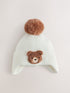 Ecru Bear Beanie Pom Hat (3mths-10yrs) - Ecru Bear / 7 - 10 Years (122 - 140cm)