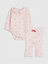 River Island Pink Heart Rib Bodysuit & Legging Set - Size Up To 3 Months (50 - 62cm) - Pink
