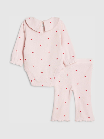 River Island Pink Heart Rib Bodysuit &amp; Legging Set - Size Up To 3 Months (50 - 62cm)
