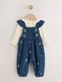 Navy Floral Cord Baby Dungarees And Bodysuit Set 2 Piece (0mths-2yrs) - Navy Floral / 12 - 18 Months (80 - 86cm)