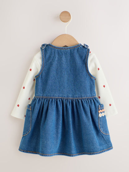 Denim Embroidered Pinafore and