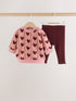 Pink Heart Baby Fleece Sweater and Leggings Set 2 Piece (0mths-2yrs) - Pink Heart / Up to 1 Month (50-56cm)