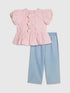 River Island Pink Seersucker Top & Jeans Set - Pink / 12-18 Months (80-86cm)