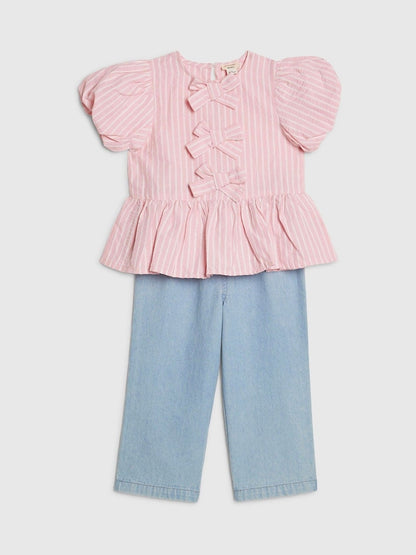 River Island Pink Seersucker Top &amp; Jeans Set