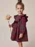 Red Velvet Bow Long Sleeve Check Dress (3mths-8yrs) - Red / 12-18 Months (80-86cm)