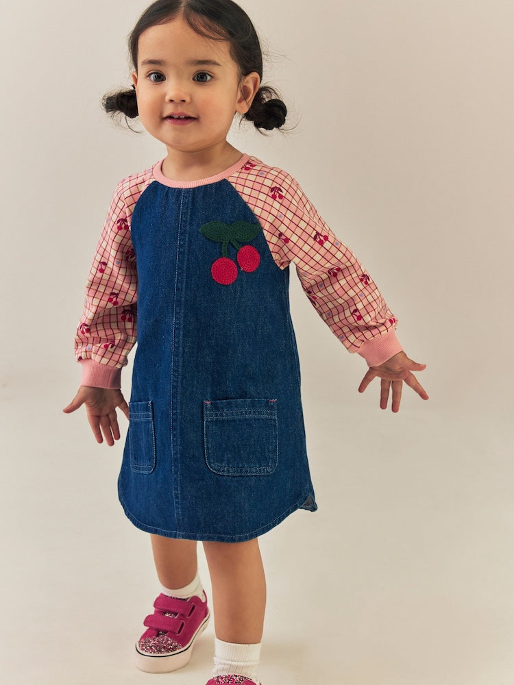 Cherry Print Raglan Denim
