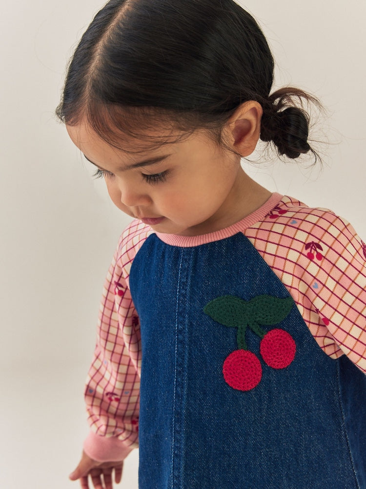 Cherry Print Raglan Denim