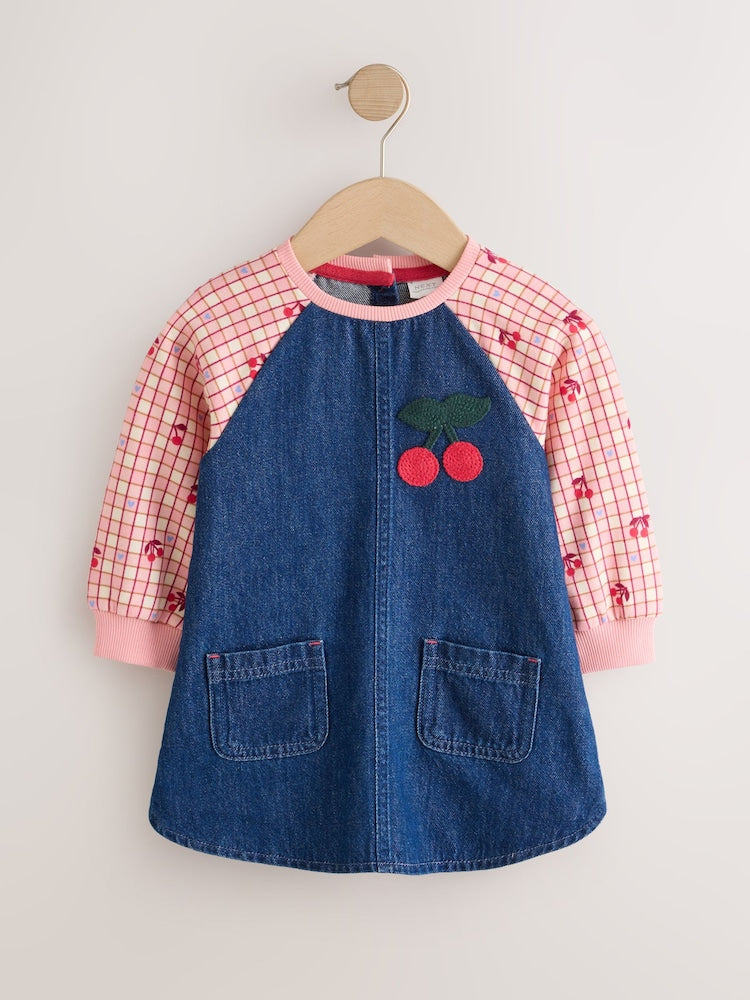 Cherry Print Raglan Denim